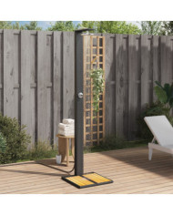 Douche d'extérieur noir 50x55x224 cm résine tressée bois acacia | Mobilier & Déco