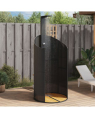 Douche d'extérieur noir 100x100x241,5 cm poly rotin bois acacia | Mobilier & Déco