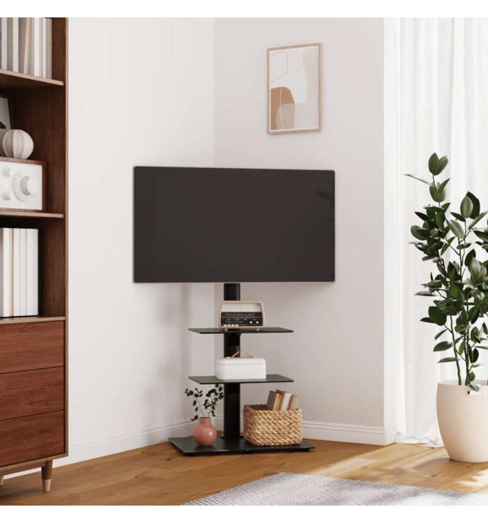 Meuble TV d'angle 3 niveaux pour 32-65 pouces noir | Mobilier & Déco