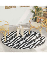 Tapis d'extérieur ARAKIL blanc et noir Ø200 cm PP | Mobilier & Déco