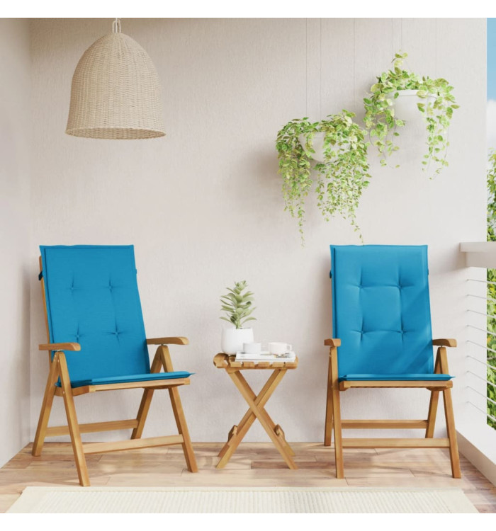 Chaises de jardin inclinables lot de 2 et coussins teck massif | Mobilier & Déco