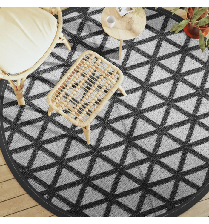 Tapis d'extérieur ARAKIL noir Ø200 cm PP | Mobilier & Déco