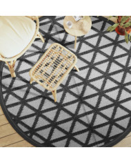 Tapis d'extérieur ARAKIL noir Ø200 cm PP | Mobilier & Déco