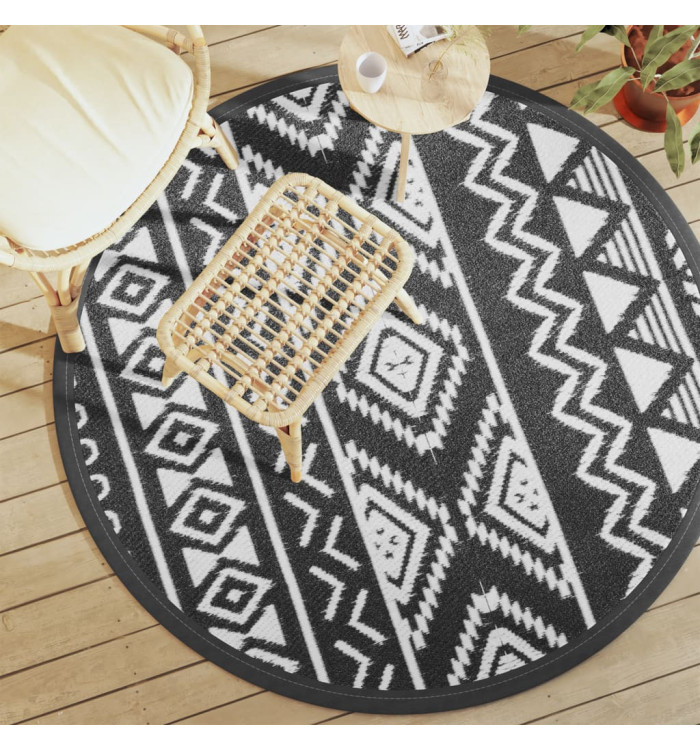 Tapis d'extérieur ARAKIL noir Ø160 cm PP | Mobilier & Déco