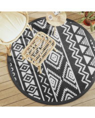 Tapis d'extérieur ARAKIL noir Ø160 cm PP | Mobilier & Déco