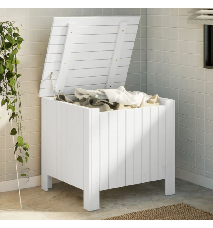 Boîte de rangement avec couvercle RANA blanc bois massif de pin | Mobilier & Déco