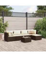 Salon de jardin 6 pcs avec coussins Marron Résine tressée | Mobilier & Déco