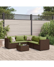 Salon de jardin 6 pcs avec coussins Marron Résine tressée | Mobilier & Déco