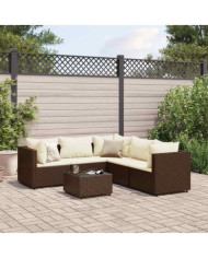 Salon de jardin 6 pcs avec coussins Marron Résine tressée | Mobilier & Déco