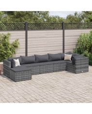 Salon de jardin 7 pcs avec coussins Gris Résine tressée | Mobilier & Déco