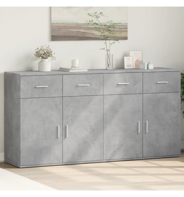 Buffets 2 pcs gris béton 79x38x80 cm bois d'ingénierie | Mobilier & Déco