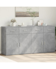 Buffets 2 pcs gris béton 79x38x80 cm bois d'ingénierie | Mobilier & Déco