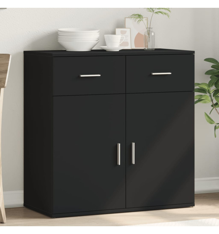 Buffet noir 79x38x80 cm bois d'ingénierie | Mobilier & Déco