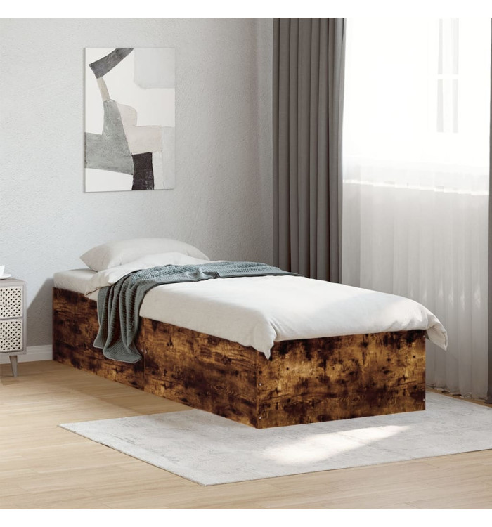 Cadre de lit sans matelas chêne fumé 100x200 cm | Mobilier & Déco