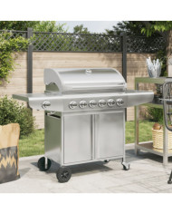 Barbecue à gaz avec 7 brûleurs argent acier inoxydable | Mobilier & Déco