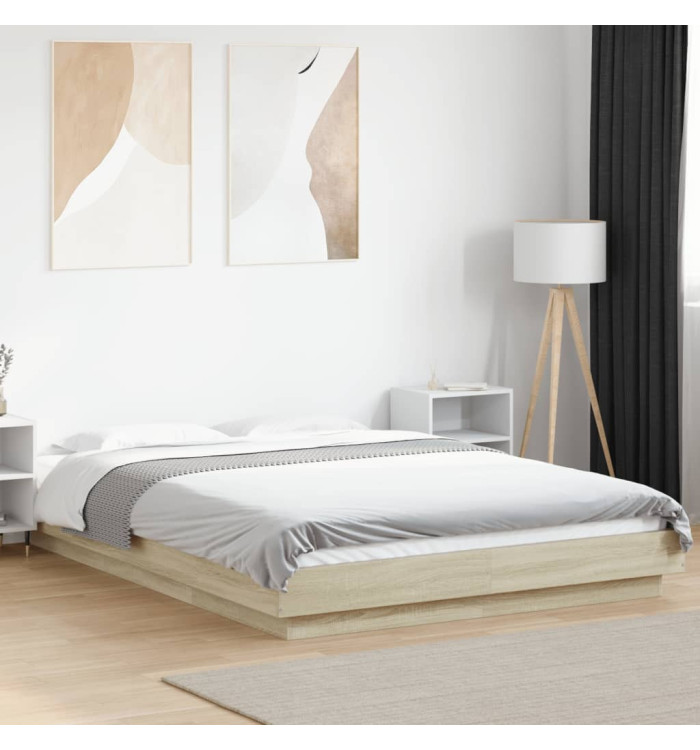 Cadre de lit sans matelas chêne sonoma 140x190 cm | Mobilier & Déco