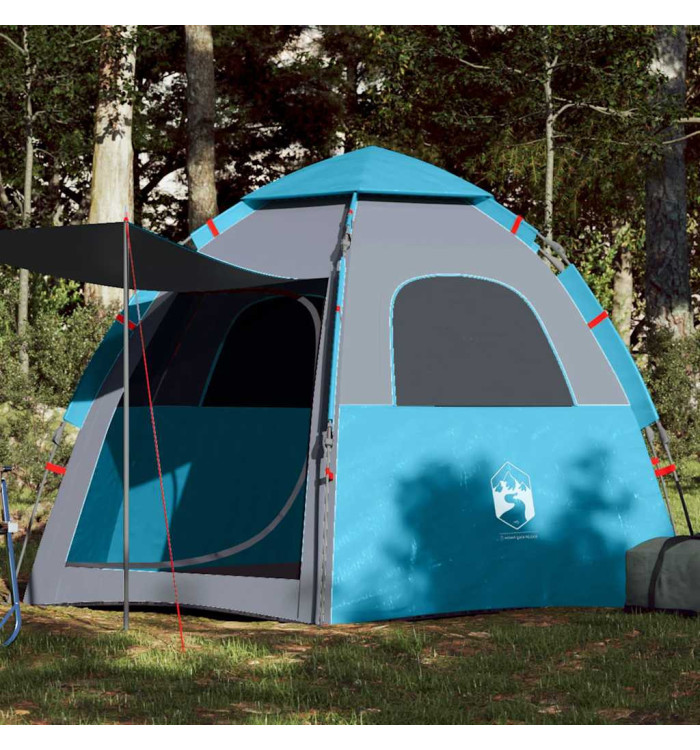 Tente de camping cabine 4 personnes bleu libération rapide | Mobilier & Déco