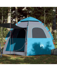 Tente de camping cabine 4 personnes bleu libération rapide | Mobilier & Déco