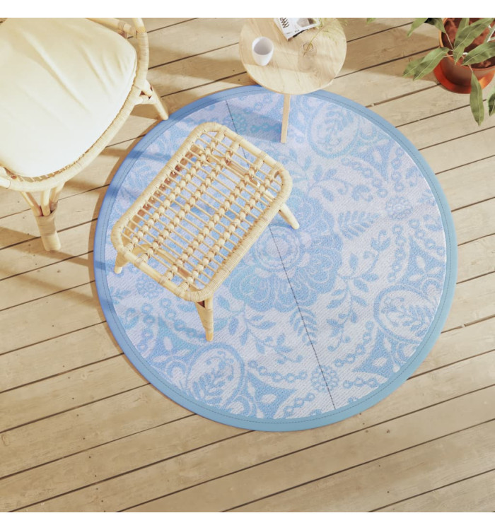 Tapis d'extérieur ARAKIL bleu azuré Ø120 cm PP | Mobilier & Déco
