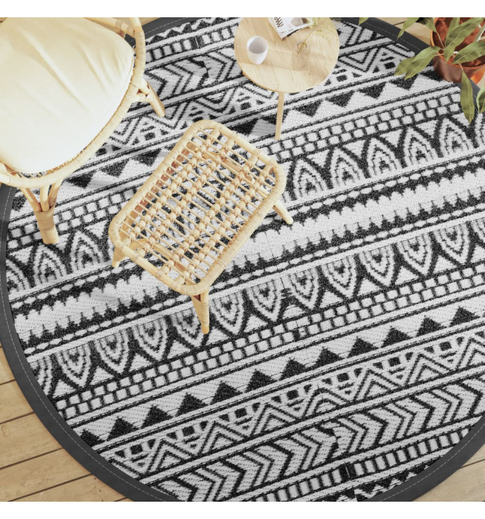 Tapis d'extérieur ARAKIL noir Ø200 cm PP | Mobilier & Déco