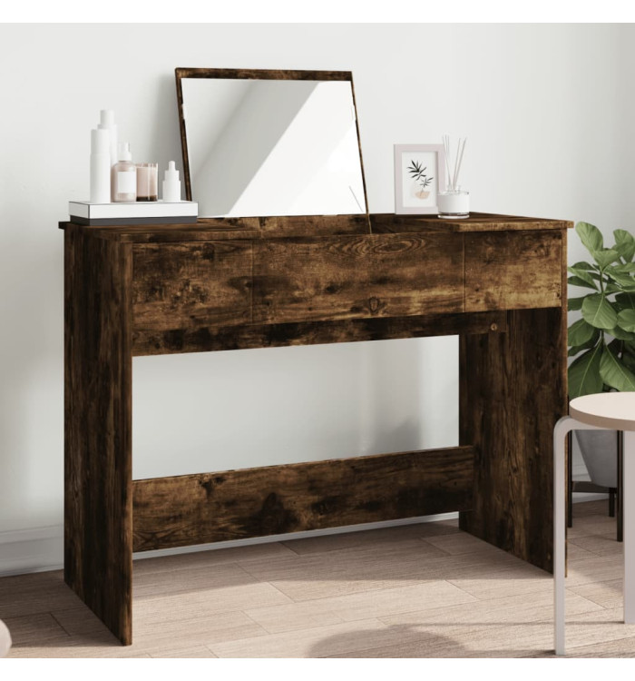 Coiffeuse avec miroir chêne fumé 100x45x76 cm | Mobilier & Déco