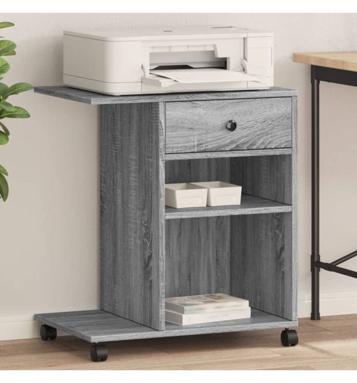 Support d'imprimante avec roulettes sonoma gris 60x40x68,5 cm | Mobilier & Déco