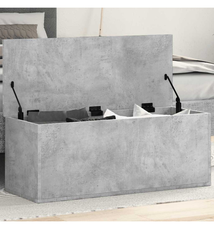 Boîte de rangement gris béton 90x35x35 cm bois d'ingénierie | Mobilier & Déco