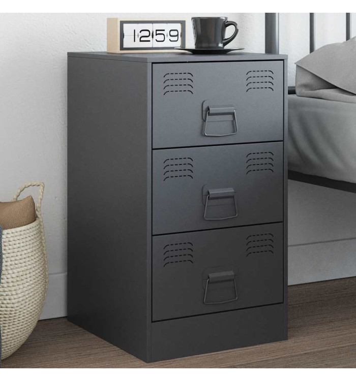 Table de chevet anthracite 34,5x39x62 cm acier | Mobilier & Déco