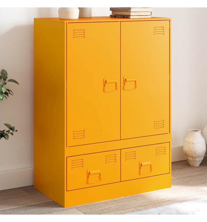 Buffet jaune moutarde 67x39x95 cm acier | Mobilier & Déco