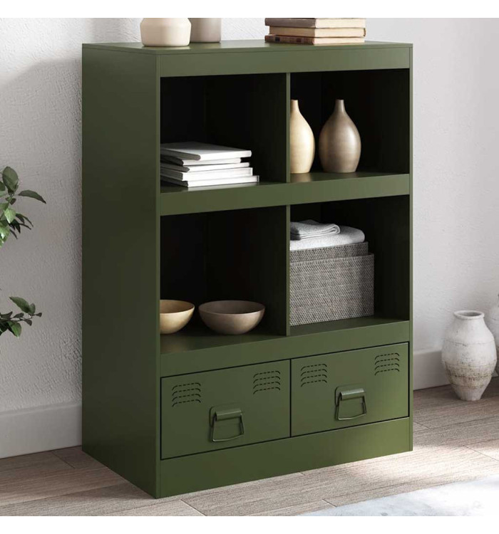 Buffet vert olive 67x39x95 cm acier | Mobilier & Déco