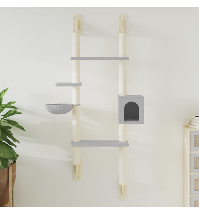 Arbre à chat mural avec griffoir gris clair 180 cm | Mobilier & Déco