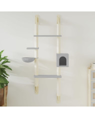 Arbre à chat mural avec griffoir gris clair 180 cm | Mobilier & Déco