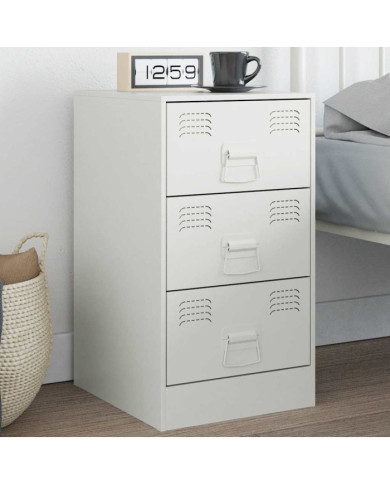 Table de chevet blanc 34,5x39x62 cm acier | Mobilier & Déco