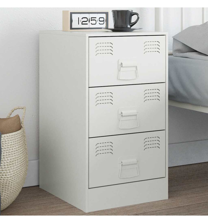 Table de chevet blanc 34,5x39x62 cm acier | Mobilier & Déco
