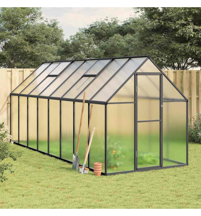 Serre avec cadre de base anthracite 445x169x195 cm aluminium | Mobilier & Déco