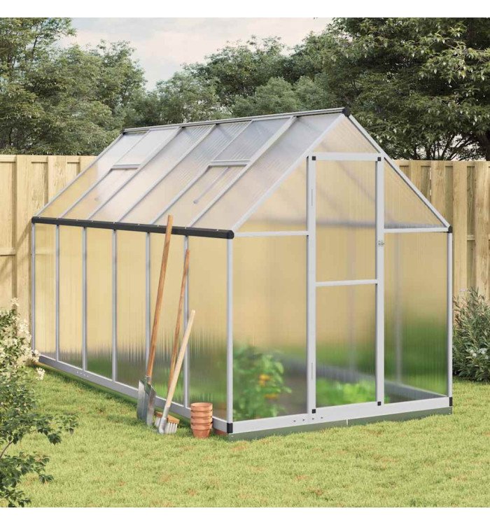 Serre avec cadre de base argenté 334x169x202 cm aluminium | Mobilier & Déco