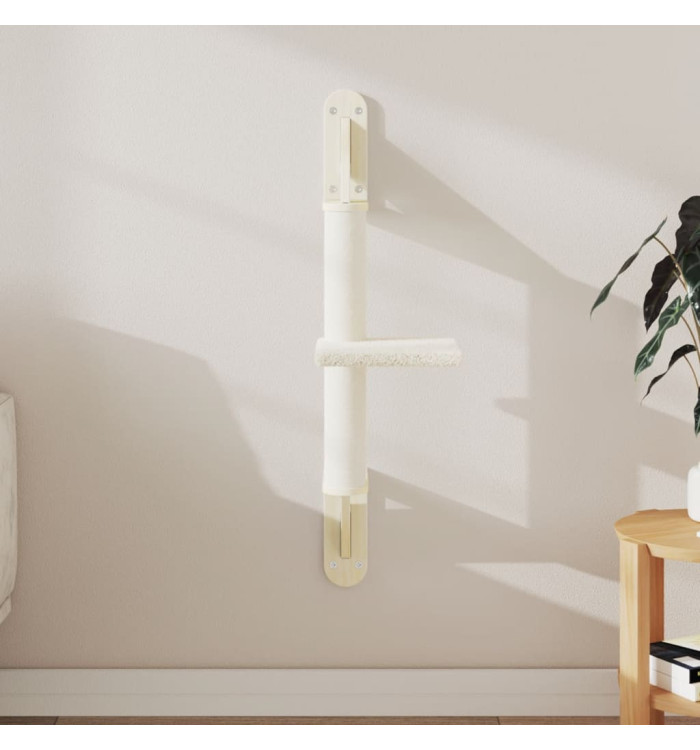 Arbre à chat mural avec griffoir crème 85,5 cm | Mobilier & Déco