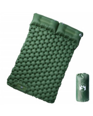 Matelas de camping autogonflant avec oreillers 2 personnes vert | Mobilier & Déco