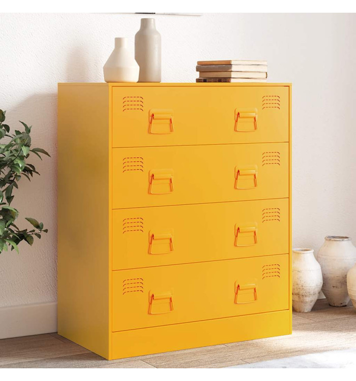 Buffet jaune moutarde 67x39x83 cm acier | Mobilier & Déco