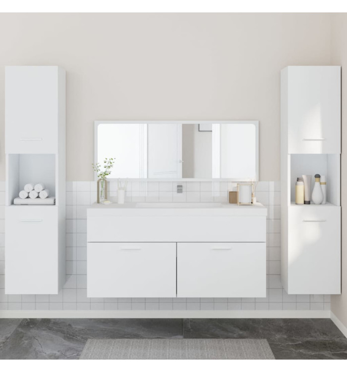 Ensemble de meubles salle de bain 4 pcs blanc bois d'ingénierie | Mobilier & Déco