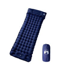 Matelas de camping autogonflant oreiller 1 personne bleu marine | Mobilier & Déco