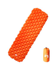 Matelas de camping gonflable 1 personne orange 190x58x6 cm | Mobilier & Déco