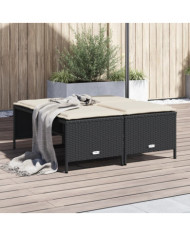 Tabourets de jardin avec coussins lot de 4 noir résine tressée | Mobilier & Déco