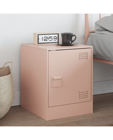 Table de chevet rose 34,5x39x44 cm acier | Mobilier & Déco