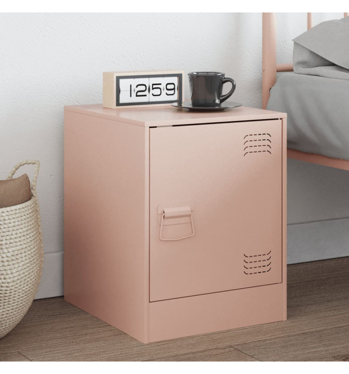 Table de chevet rose 34,5x39x44 cm acier | Mobilier & Déco
