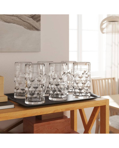Chopes à bière avec poignée en verre 6 pcs 500 ml | Mobilier & Déco