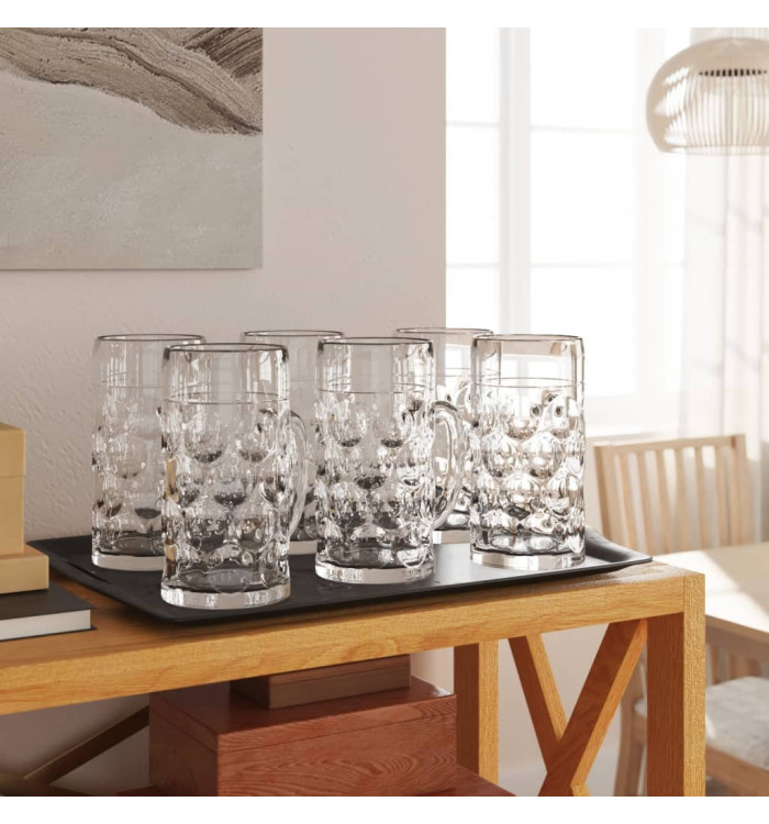 Chopes à bière avec poignée en verre 6 pcs 500 ml | Mobilier & Déco