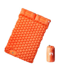 Matelas de camping autogonflant et oreillers 2 personnes orange | Mobilier & Déco