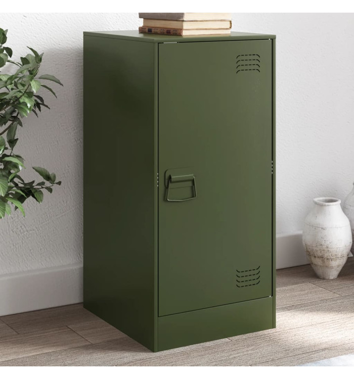 Buffet vert olive 34,5x39x73 cm acier | Mobilier & Déco
