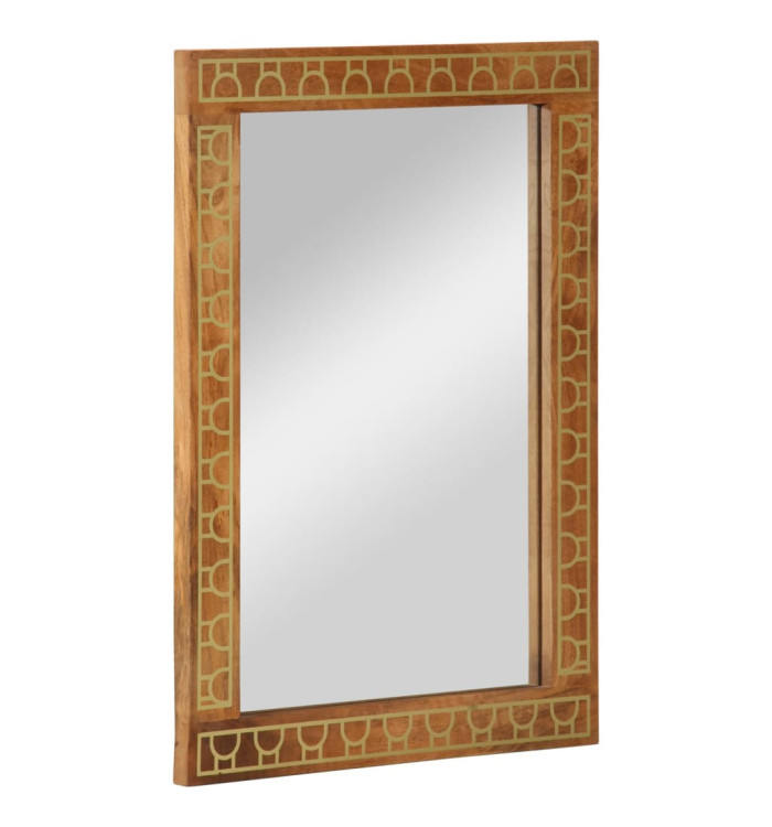 Miroir de bain 50x70x2,5 cm bois de manguier massif et verre | Mobilier & Déco